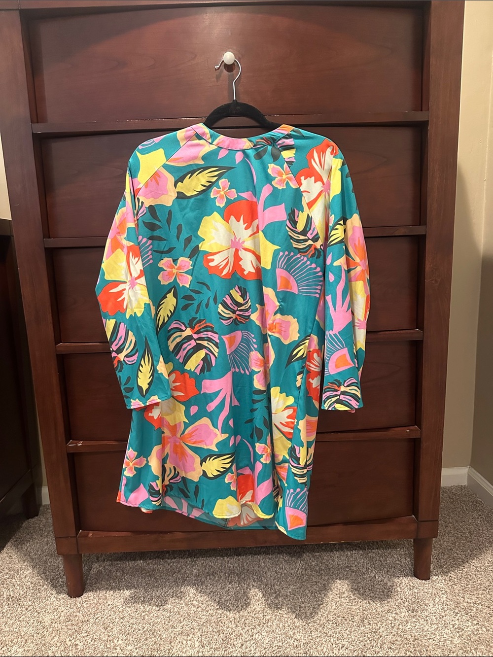 Girls' Teal Floral Tropical Casual Dress - Comfortable Playday Style